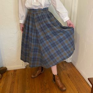 Vintage Blue Plaid Skirt